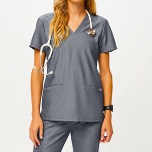 Figs Technical Collection Casma Women's Graphite Gray V-Neck Scrub Top XSmall